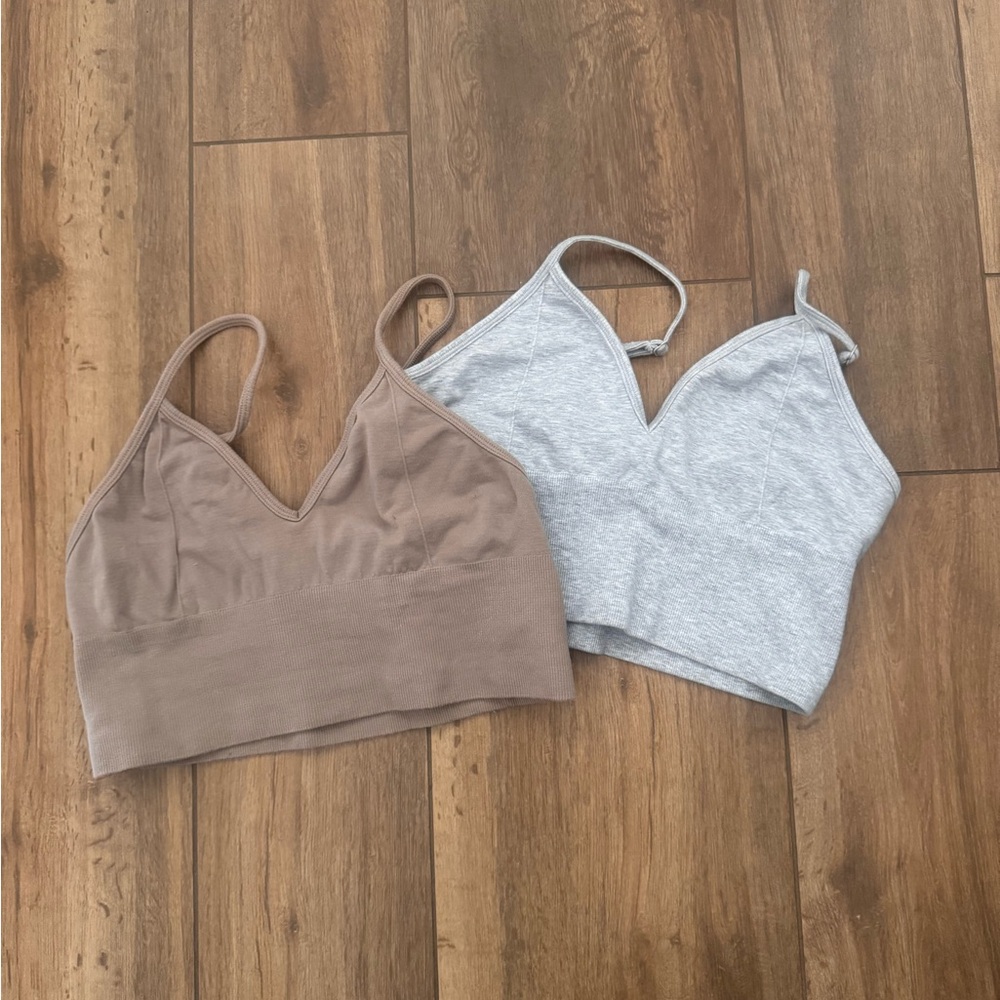 ALO Tan and Gray Bralette Set